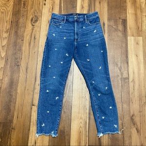 Abercrombie & Fitch Simone High Waisted Embroidered Floral Ankle Skinny Jeans